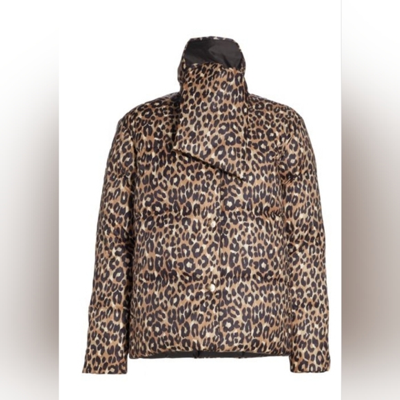 Kate Spade Leopard-Print Button-Front Central Puffer XXL NWOT - Picture 2 of 10